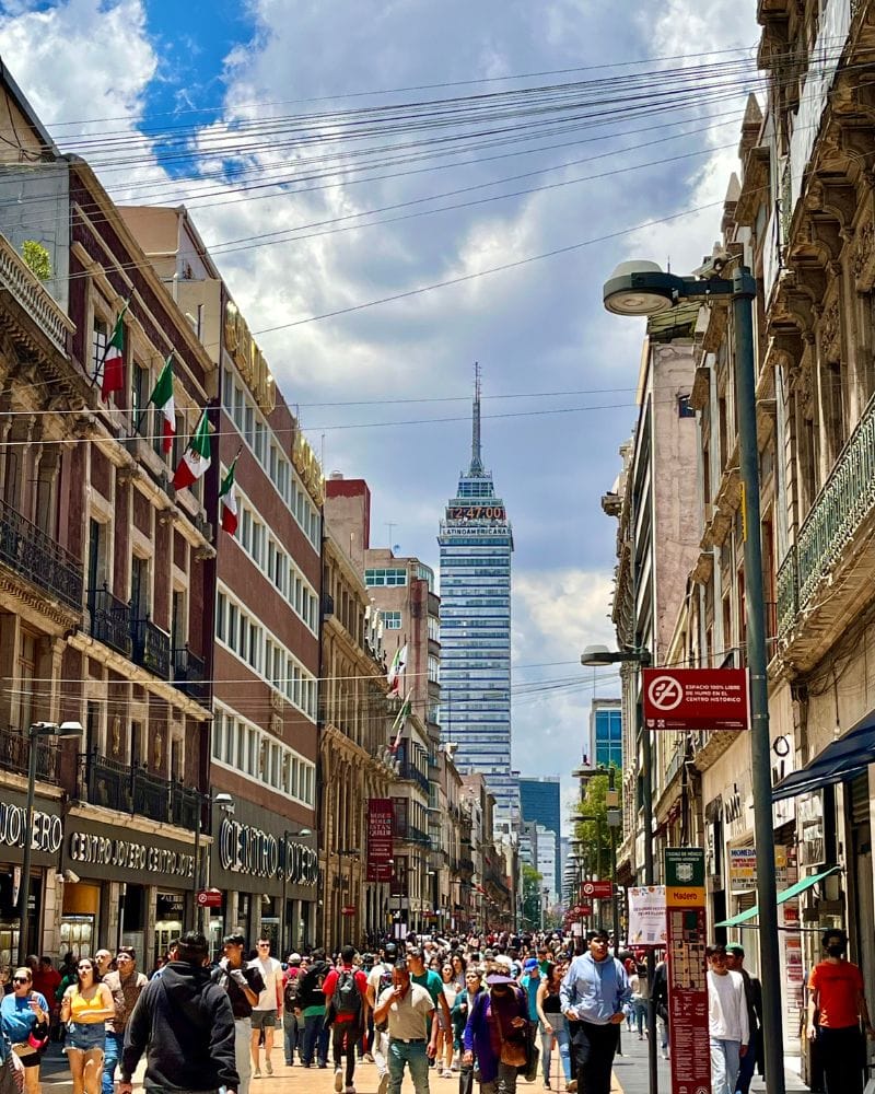 downtown mexico city with view of the Torre Latinoamericana Mexico City Skyscraper
