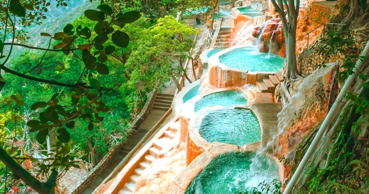 bright blue water in natural hot spring pools - Visit Las Grutas Tolantongo
