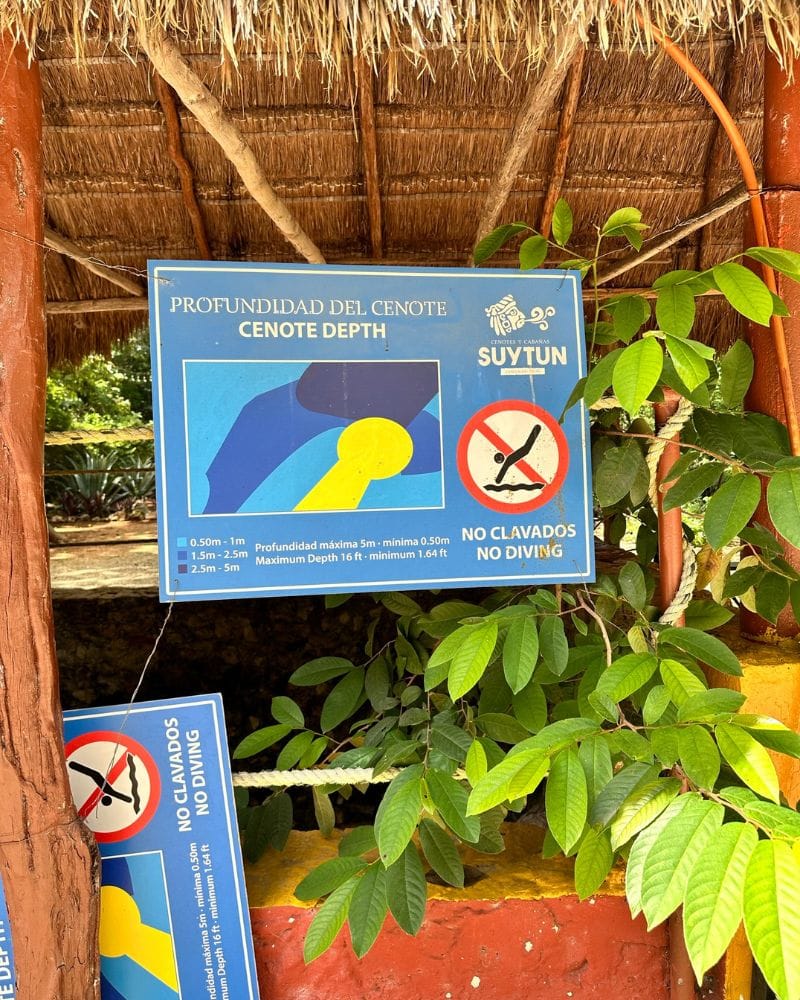 cenote suytun no diving sign