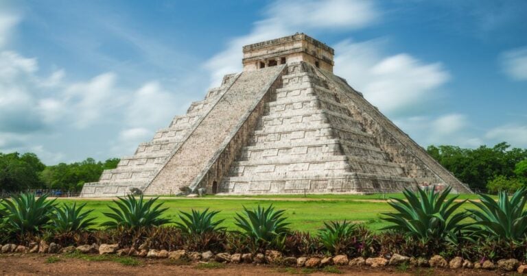 chichen itza mayan pyramid in cancun in february