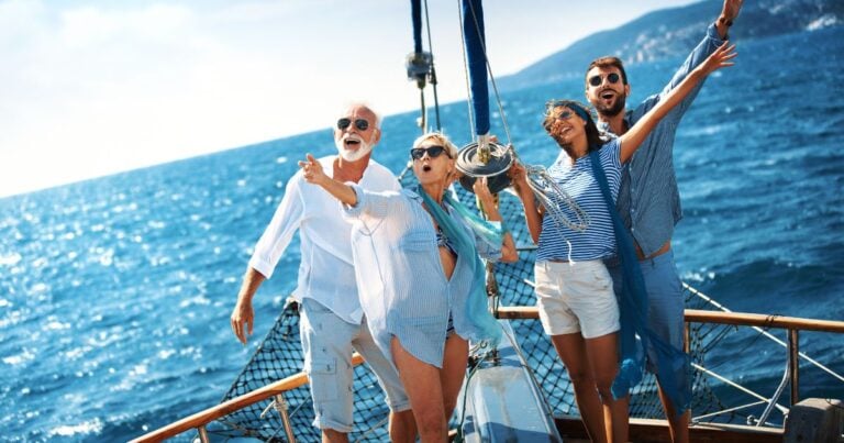 group of tourists on a cruise ship