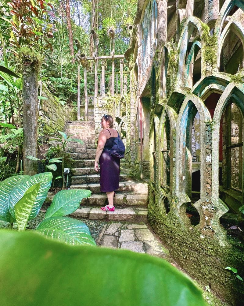 woman at the surrealist garden of edward james in xilitla, mexico