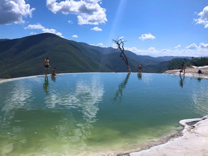 swimming in hierve el agua pools