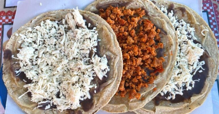 plate with three of the best memelas oaxaca has