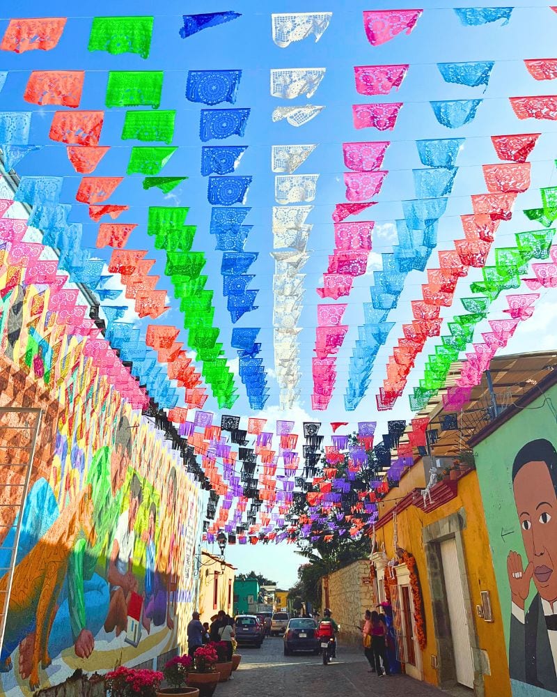 colorful street in jalatlaco oaxaca city