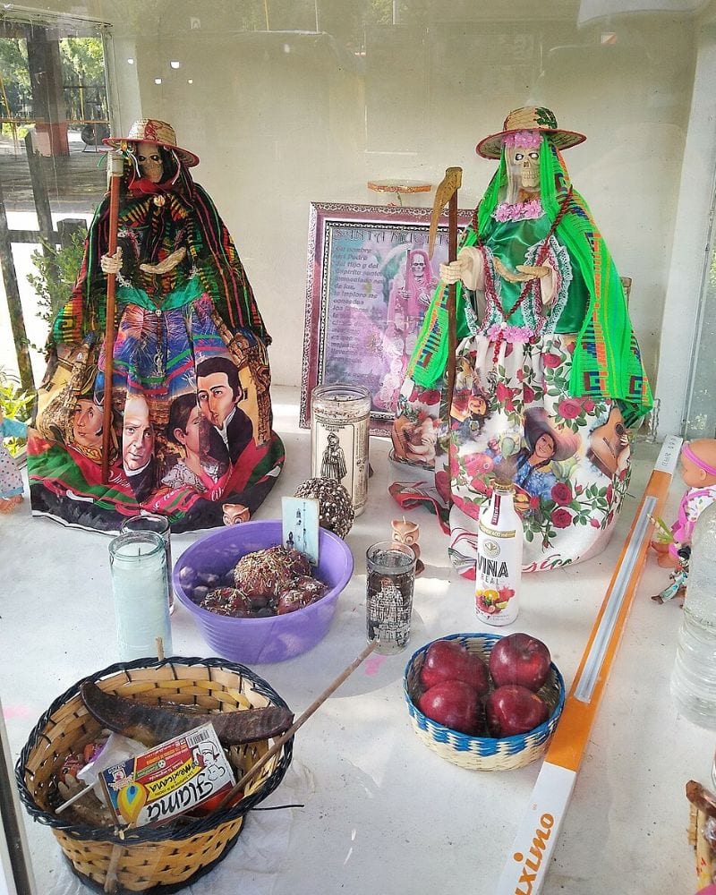 Santa Muerte alter in Mexico City Metro station