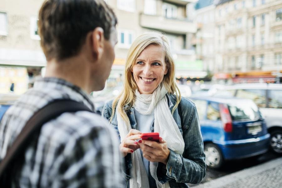 tourist asking a local
