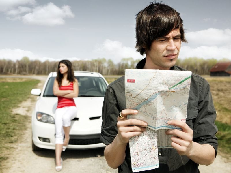 couple lost and the man won't ask for directions