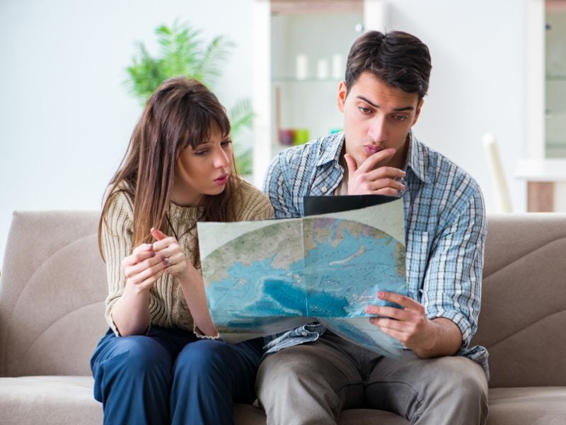 couple planning a trip together