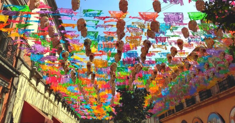 flags up for day of the dead, one of the best festivals in oaxaca