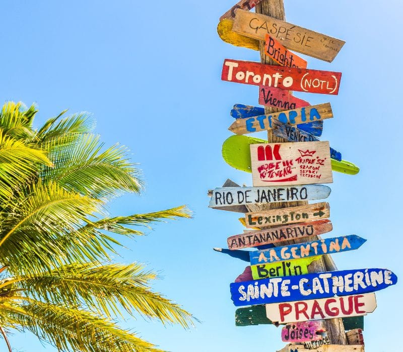 multiple arrows pointing to different summer destinations