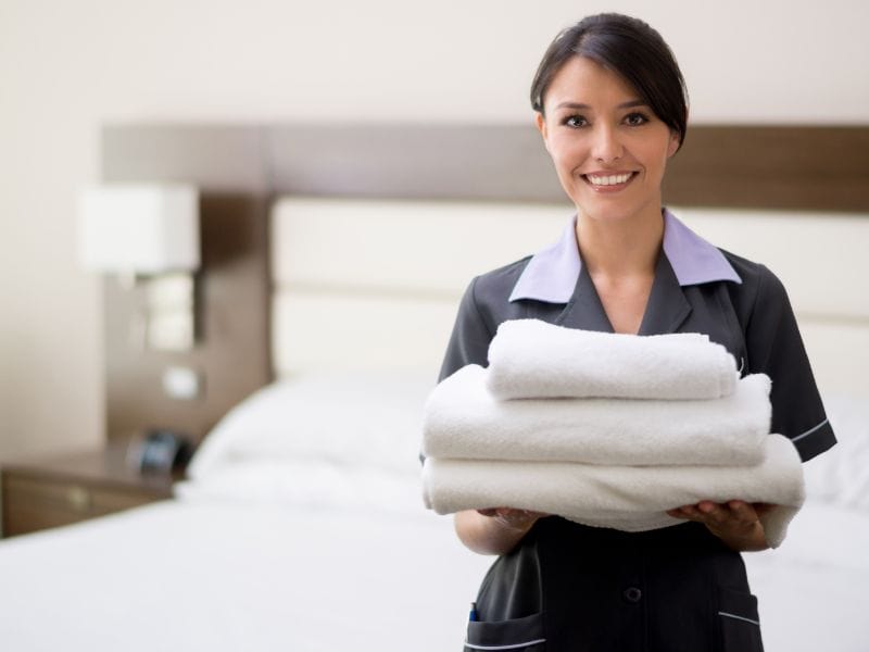 maid in hotel room