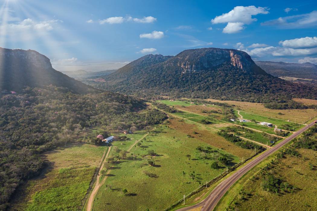 Aerial view of Cerro Paraguari. These Mountains are one of most iconic landmarks in Paraguay.