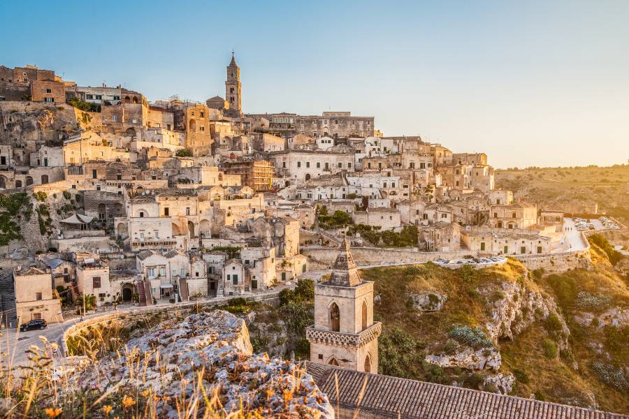 Ancient town of Matera (Sassi di Matera) in beautiful morning light, Basilicata, southern Italy
