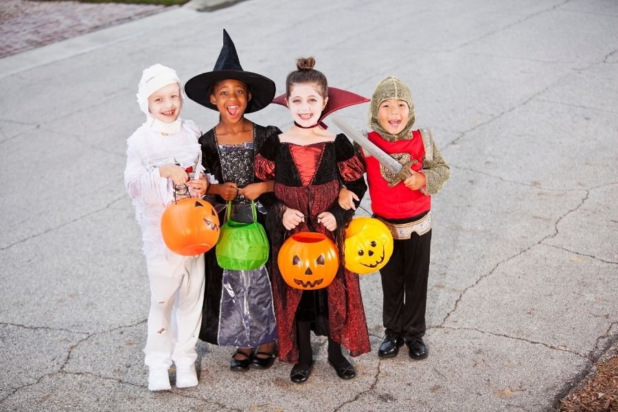 Children in halloween costumes, halloween laws