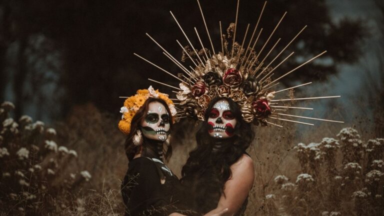 Women with Spooky Face Paint for Day of the Dead