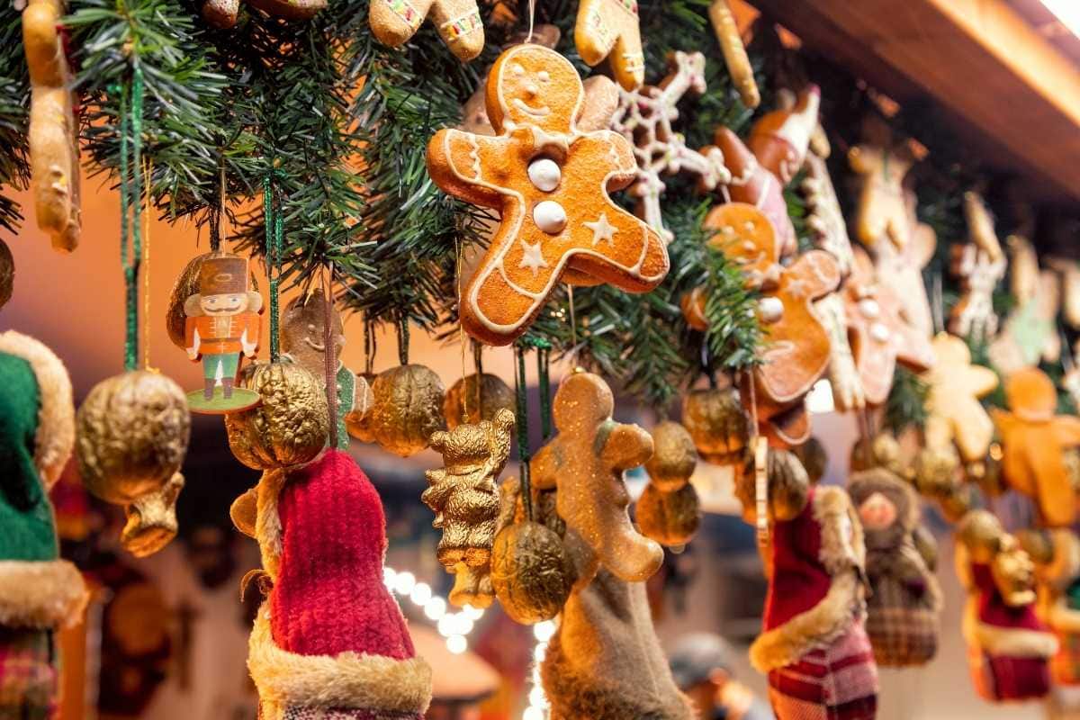 Christmas Decorations at Christmas Market Stall
