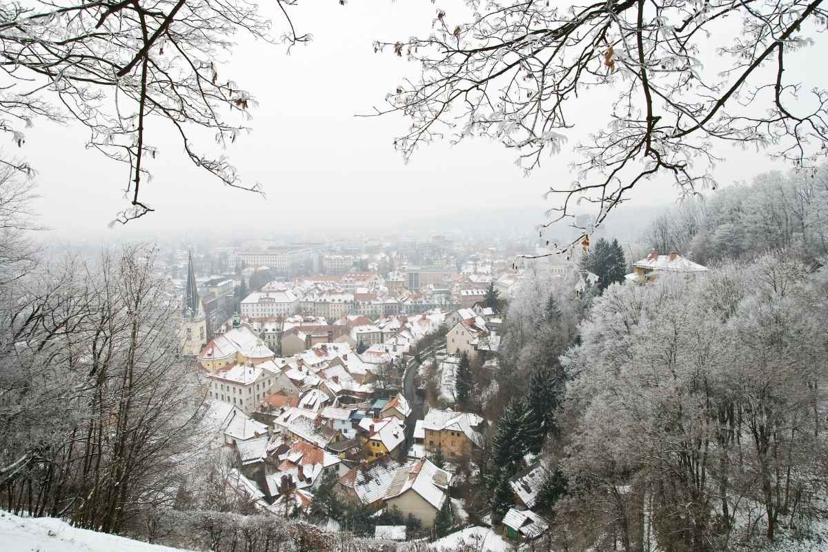 Ljubljana winter cityscape