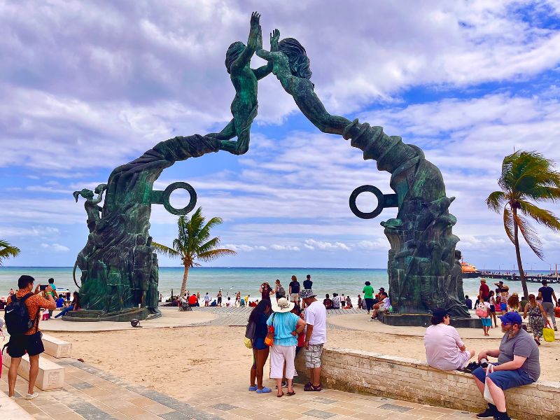 giant sculpture on playa del carmen beach