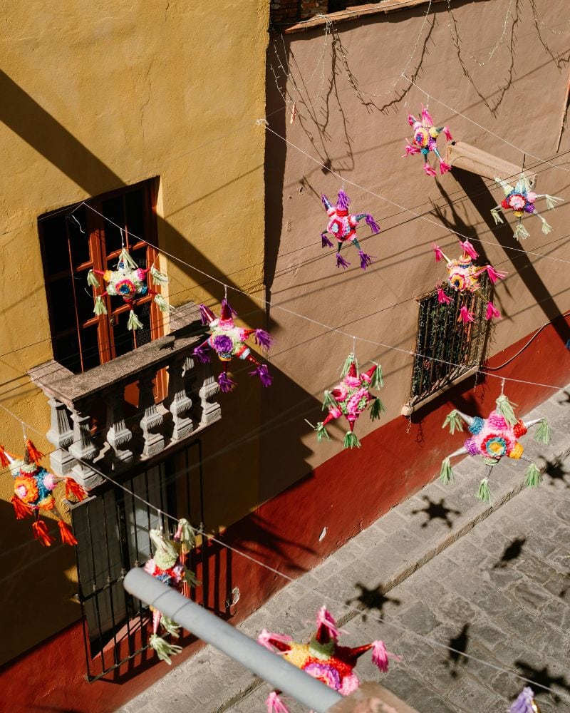 colorful street decorations in san miguel de allende mexico