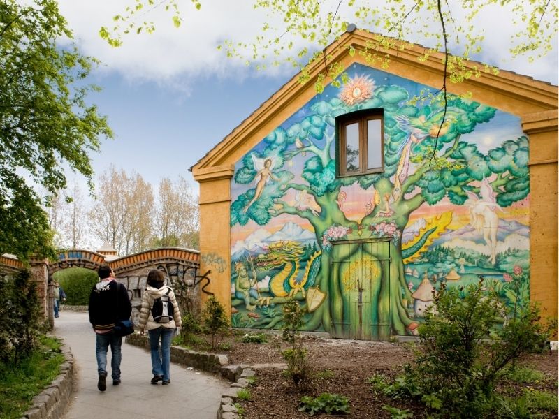 entrance to colorful Christiania, Coppanhagen, Denmark