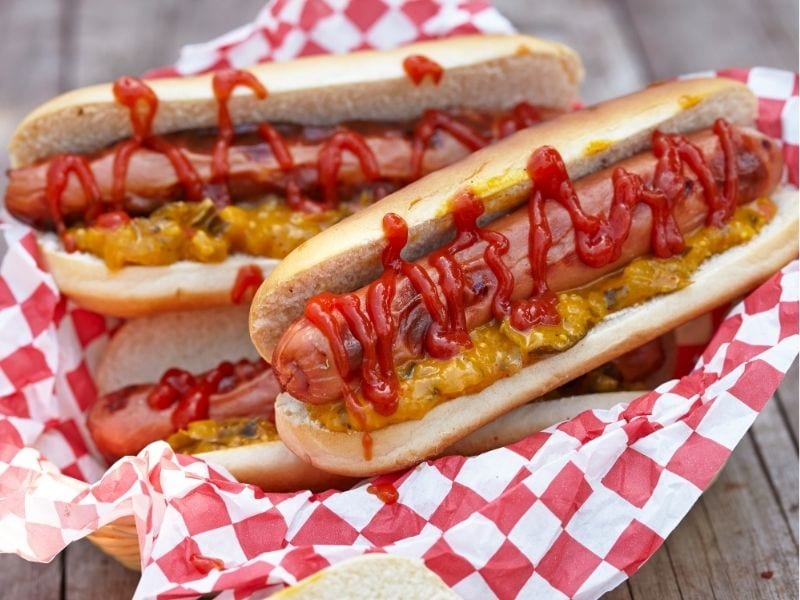 two hot dogs