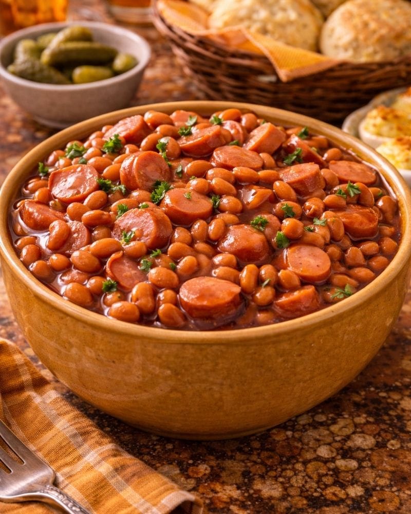 Beanie Weenies (aka franks and beans)