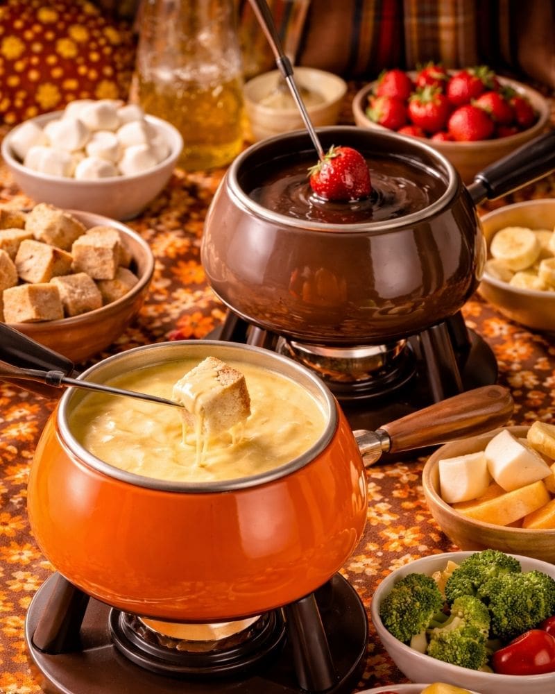 cheese and chocolate fondu