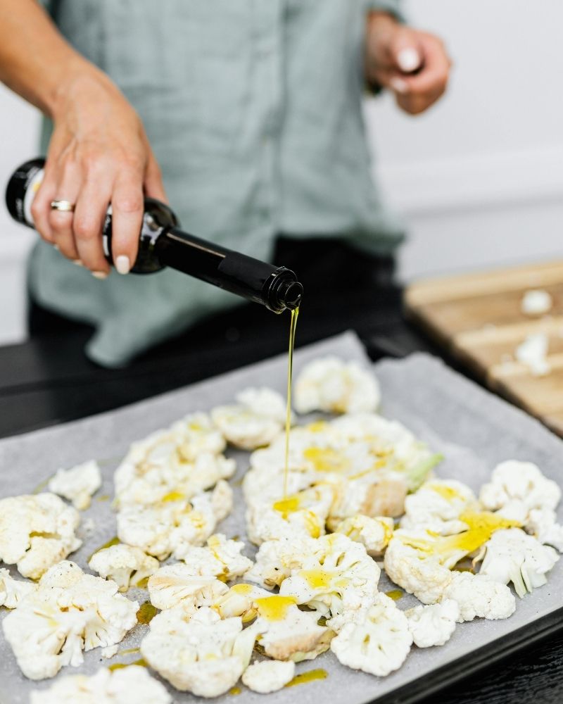 cooking with oil on cauliflower