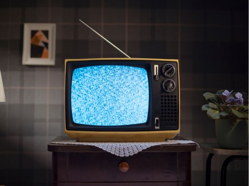 vintage TV with static on it