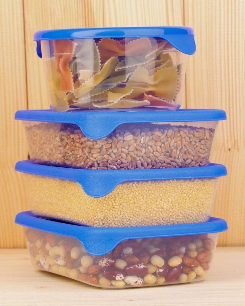 plastic food storage containers (Tupperware)