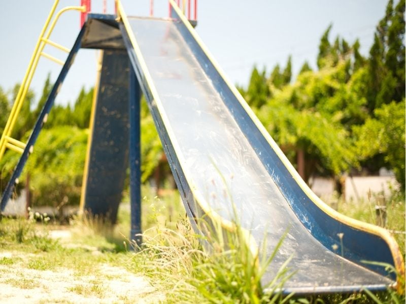 vintage metal playground slide