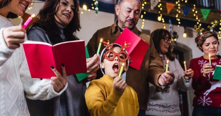 people at a party for las posadas in mexico