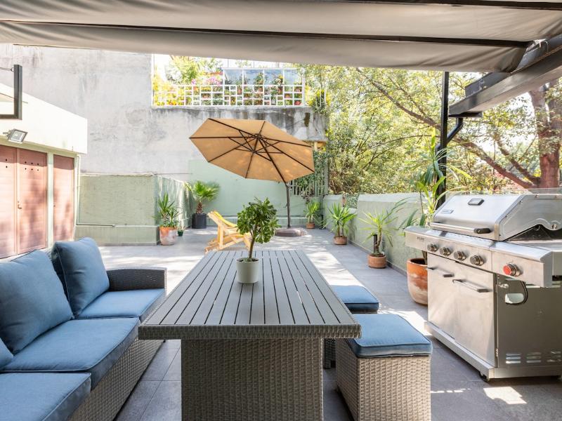 Private rooftop at a Condesa Airbnb in Mexico City