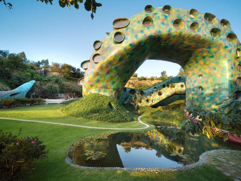 The serpent-shaped Snake House by Javier Senosiain near Mexico City